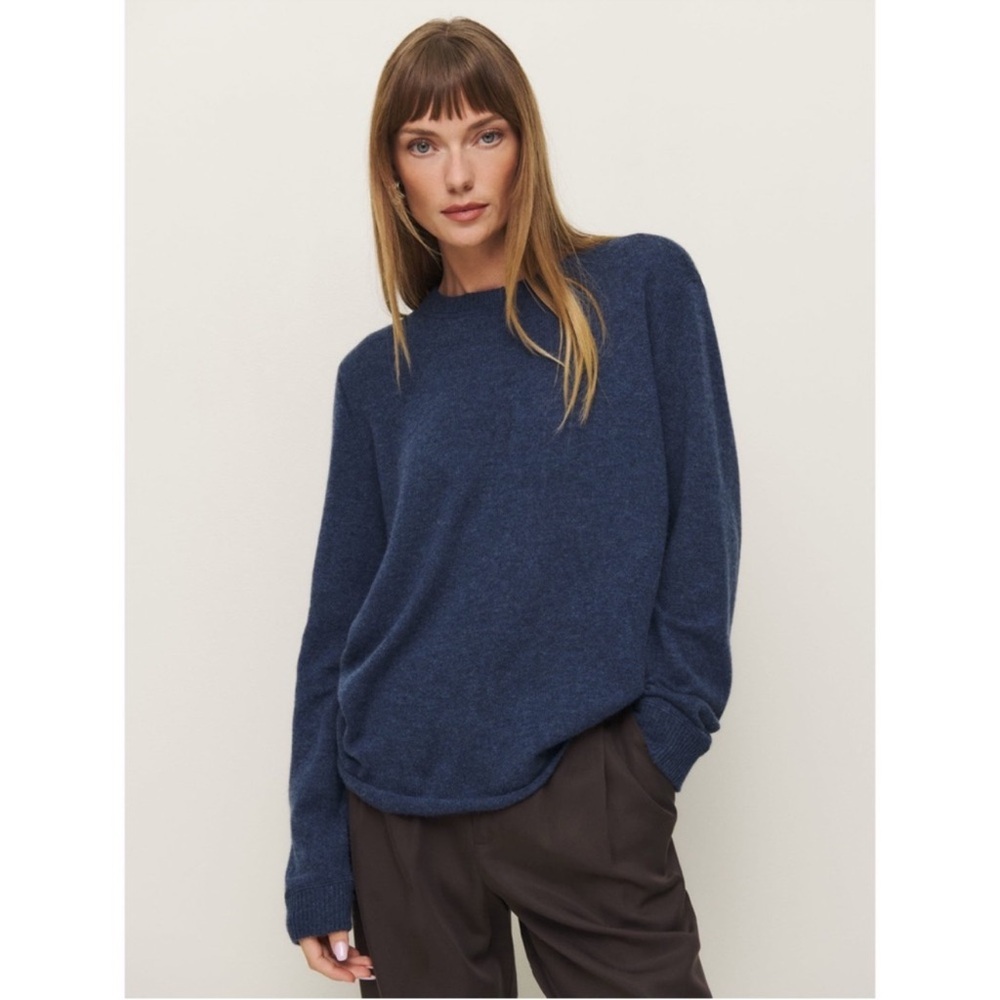 Reformation Cashmere Boyfriend Sweater Danube Navy Blue XS